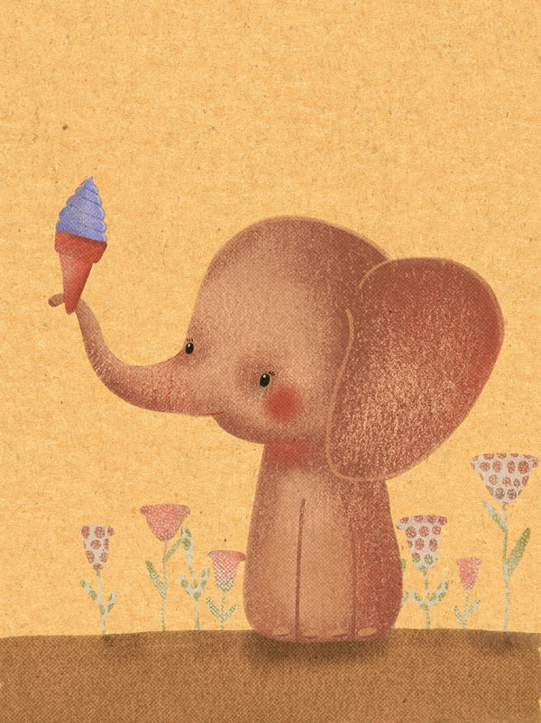 Baby elephant with icecream